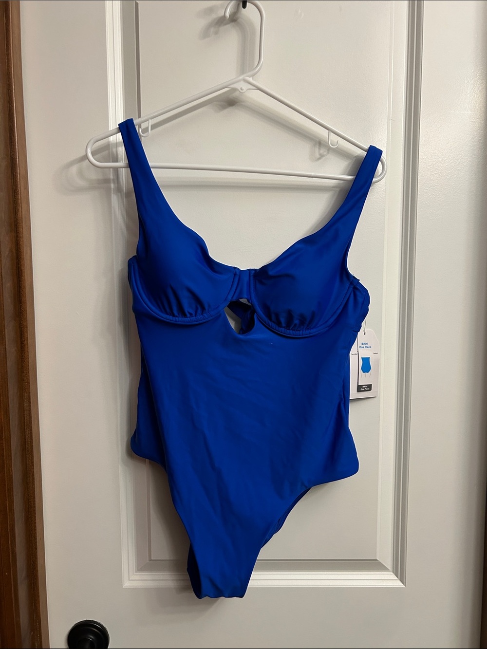 Time and Tru Royal Blue One-Piece Swimsuit with Keyhole Front